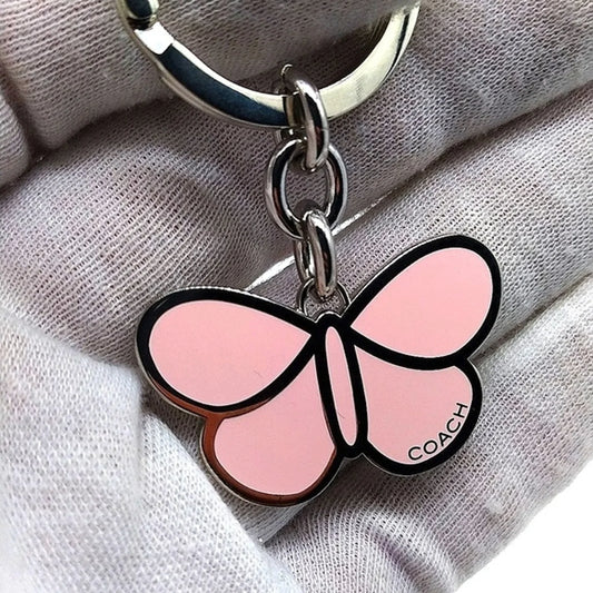 Rare COACH Butterfly Keychain Fob Purse Charm in Pastel Pink