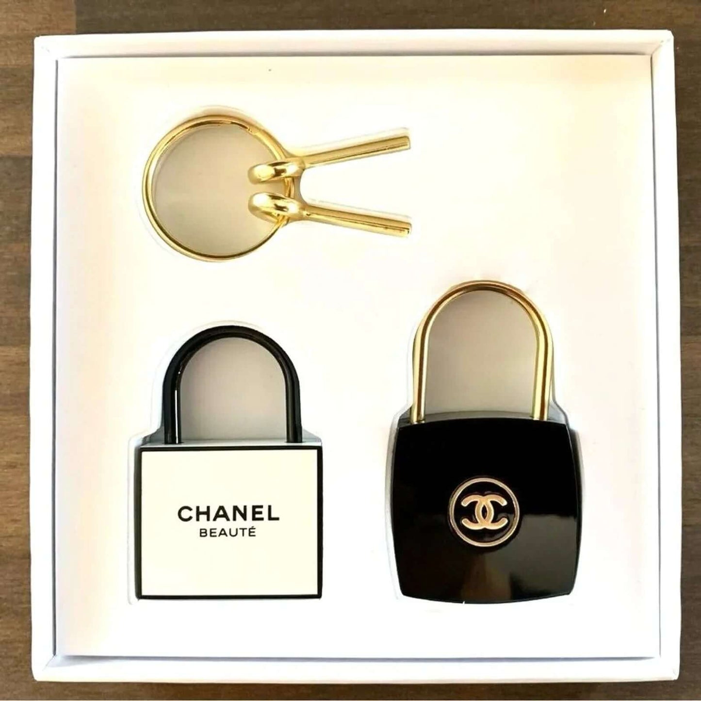 CHANEL PadLock Lock & Key Set Rare VIP Charm Keychain