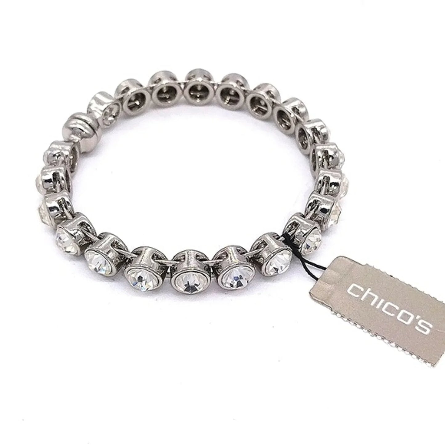 $40 Chicos CZ Cubic Zirconia Rasa Bangle Bracelet With Swarovski Crystals NWT
