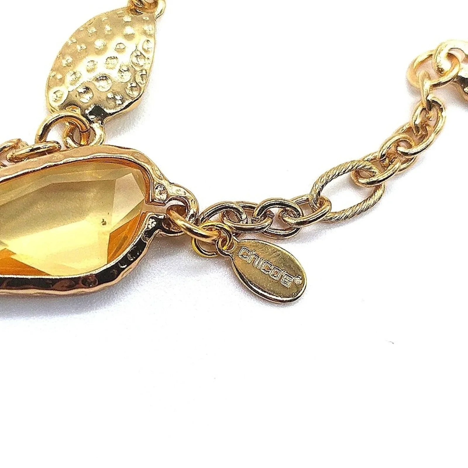 CHICO's Citrine Gemstone Statement Layered Convertible Necklace in Gold