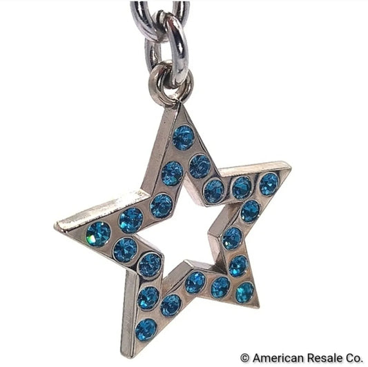 COACH Vintage Star Keychain Fob Purse Charm with Blue Swarovski Crystals #F92662