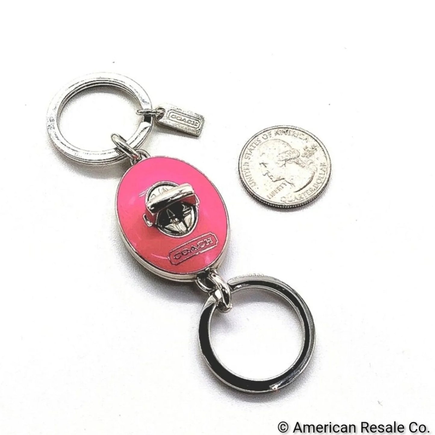 Vintage COACH Matte Neon Pink Turn-lock Valet Dual Fob Keychain