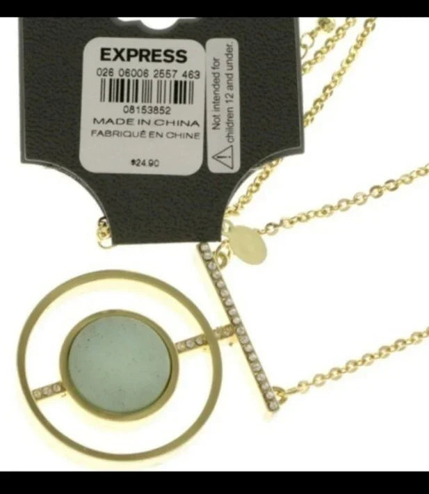 Express semi-precious gold crystal necklace with tags with Express gift bag