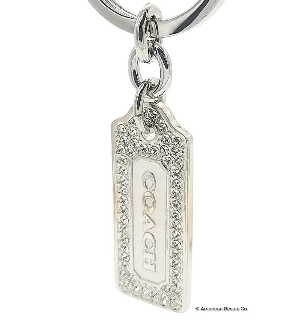 Rare COACH Vintage LOZ Pave Swarovski Enamel Keychain FOB Purse Charm #8865