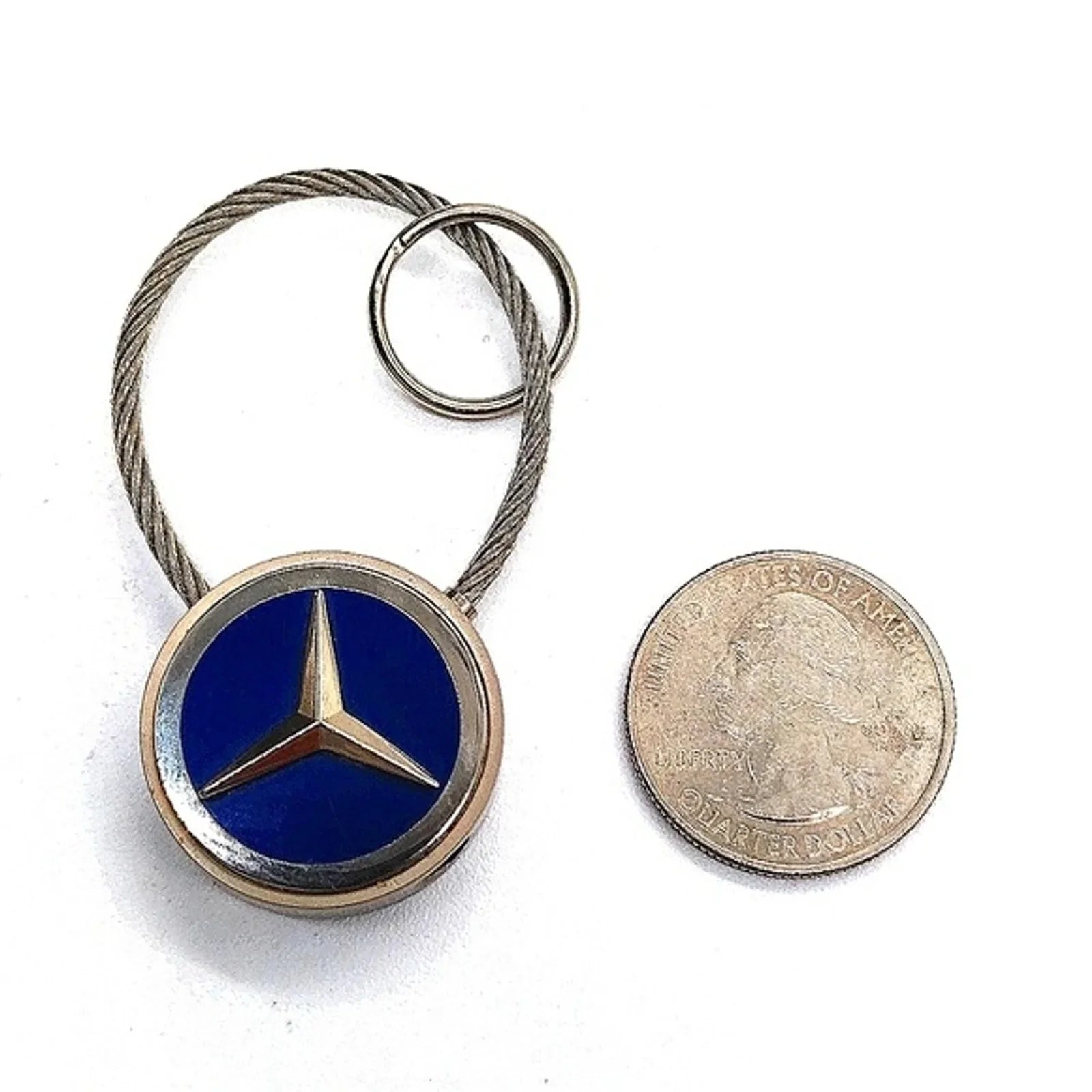 Authentic Mercedes Benz Vintage Keychain Key Fob in Stainless Steel OEM