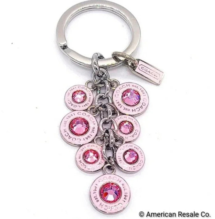 COACH Vintage BCA Signature Pink Diamond CZ Multi Charm Fob Keychain 1734