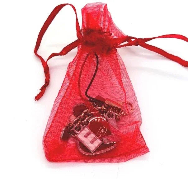 Vintage COACH Red Heart Love Lanyard Keychain Fob Key Ring Purse Charm -Rare