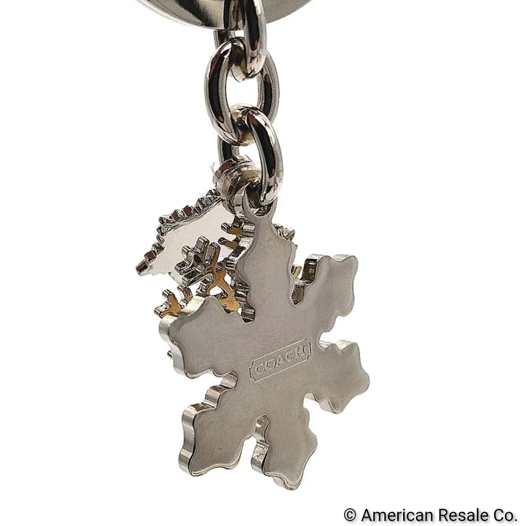 Rare NWT COACH White Enamel Multi Snowflake FOB Keychain Fob Purse Charm 
