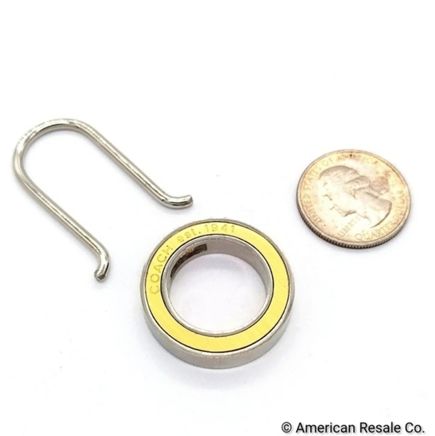 COACH Vintage Brushed Gold Brass Pinch Lock Locket Keychain FOB purse charm-Rare