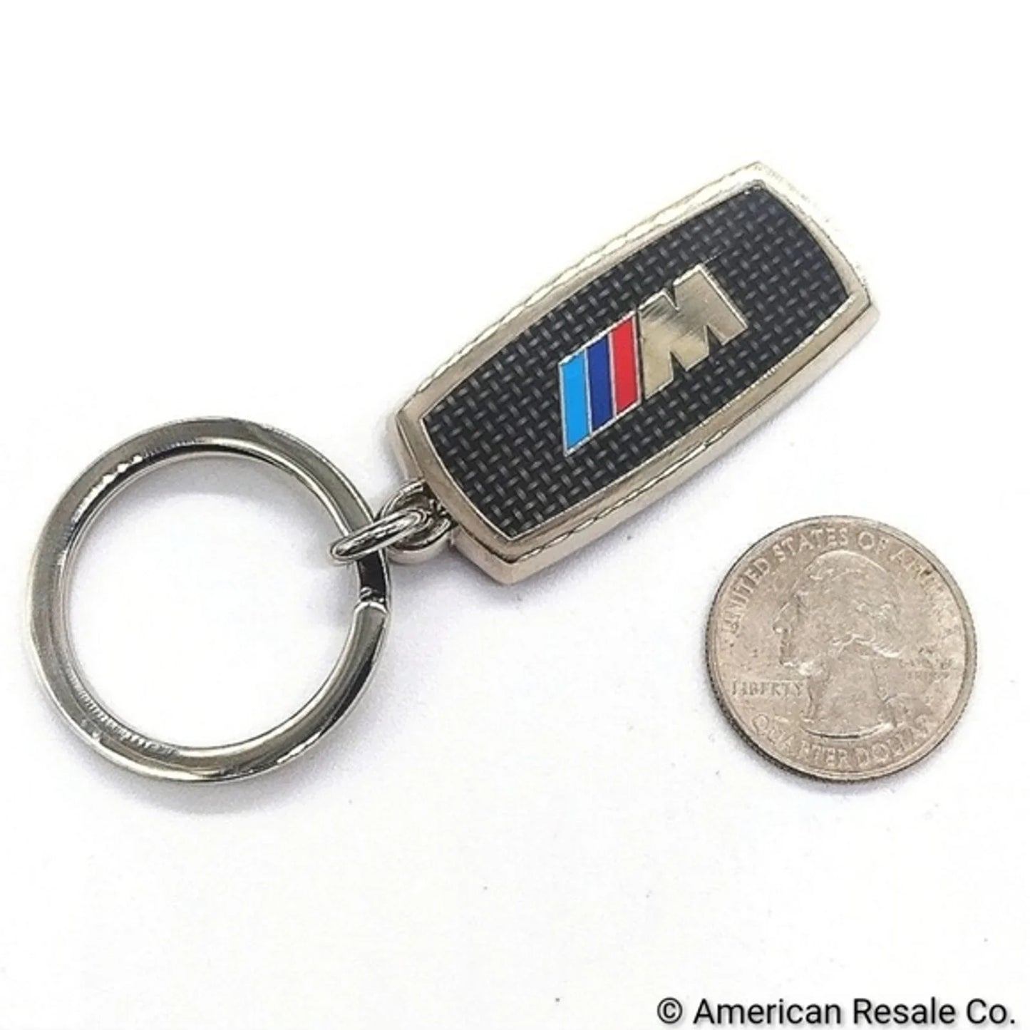Authentic Vintage BMW Black M Power Logo Stainless Steel Chrome Keychain Key Fob