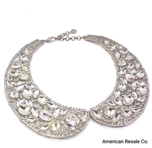 Isaac Mizrahi Live! 15" Multishape Crystal Collar Statement Necklace-Silver-QVC