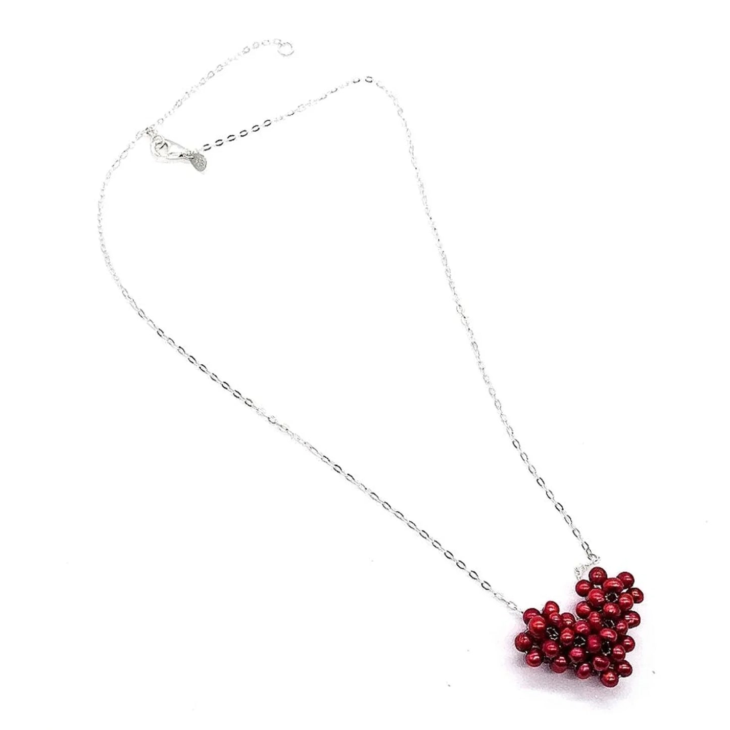 Cultured Freshwater Pearl Heart Pendant Necklace in Sterling Silver