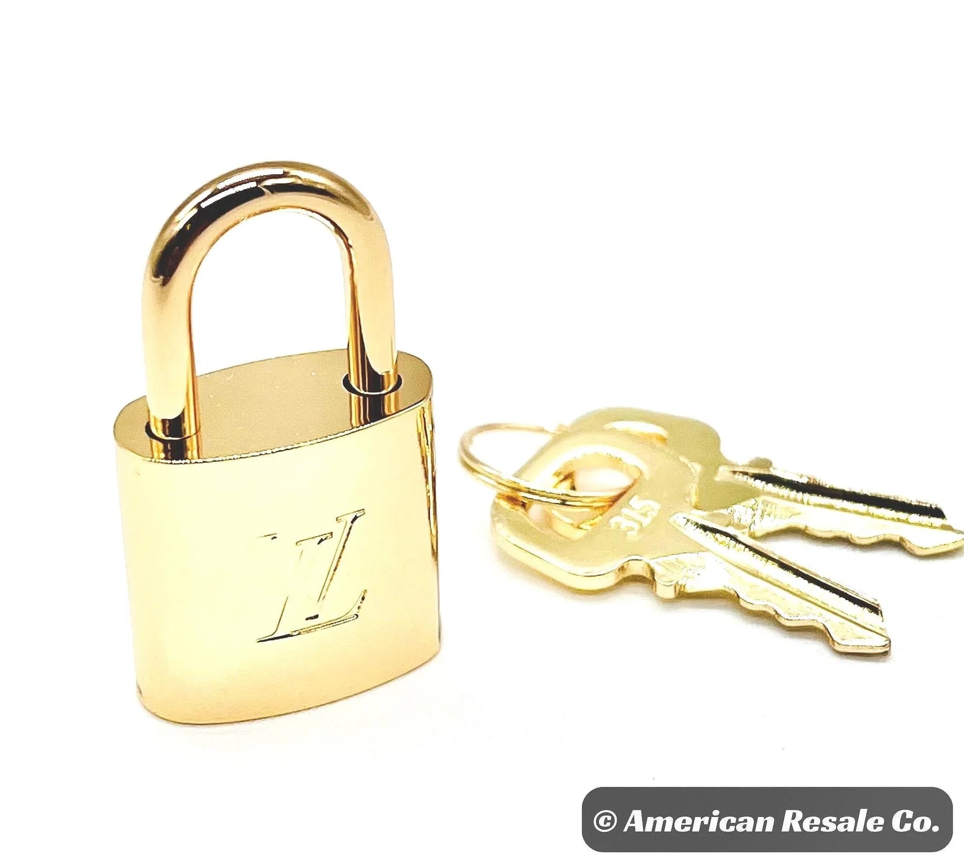 Louis Vuitton #315 Vintage Rare Gold Palladium Plated PadLock Lock & 2 Keys LV-Authenticated