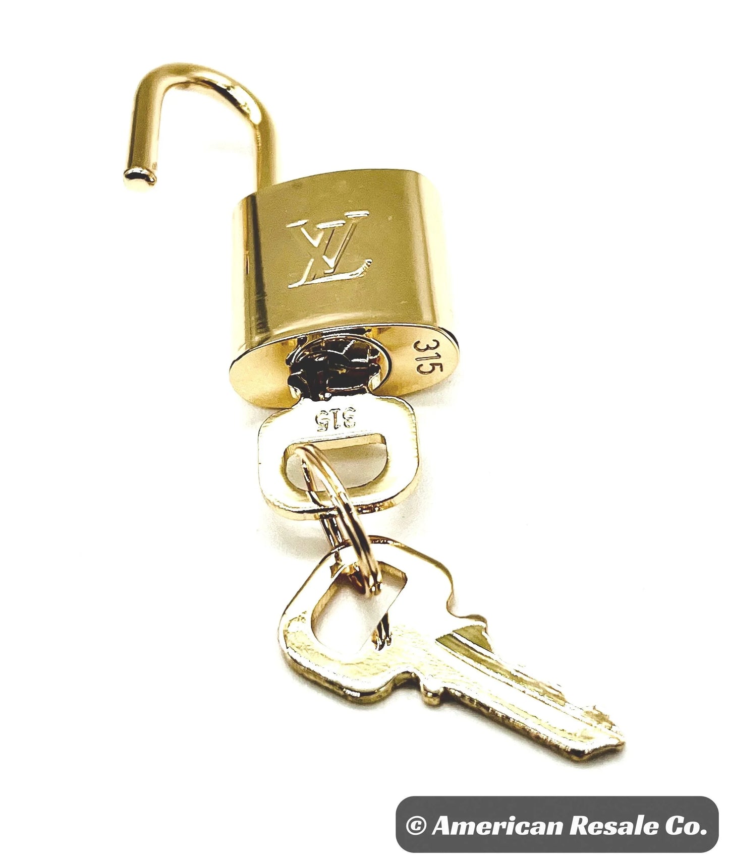 Louis Vuitton #315 Vintage Rare Gold Palladium Plated PadLock Lock & 2 Keys LV-Authenticated