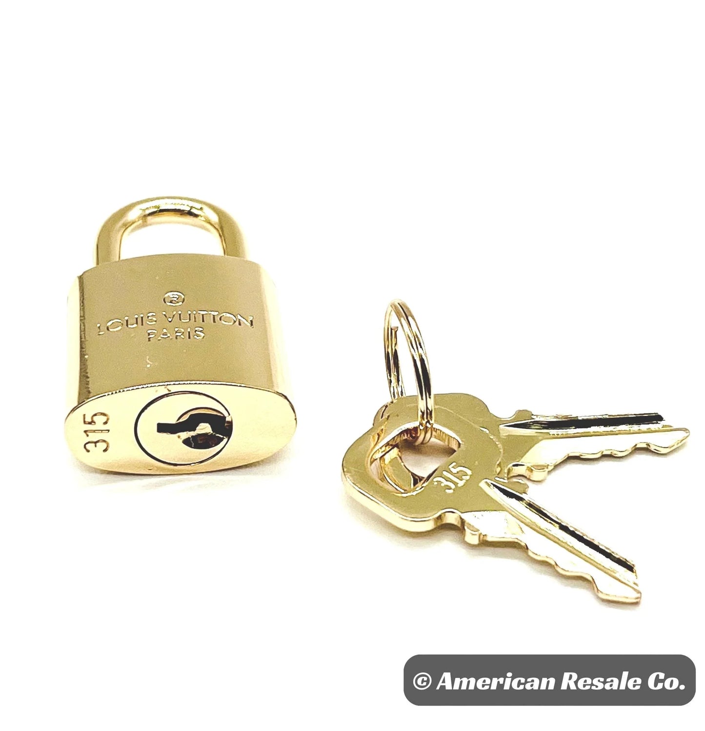 Louis Vuitton #315 Vintage Rare Gold Palladium Plated PadLock Lock & 2 Keys LV-Authenticated