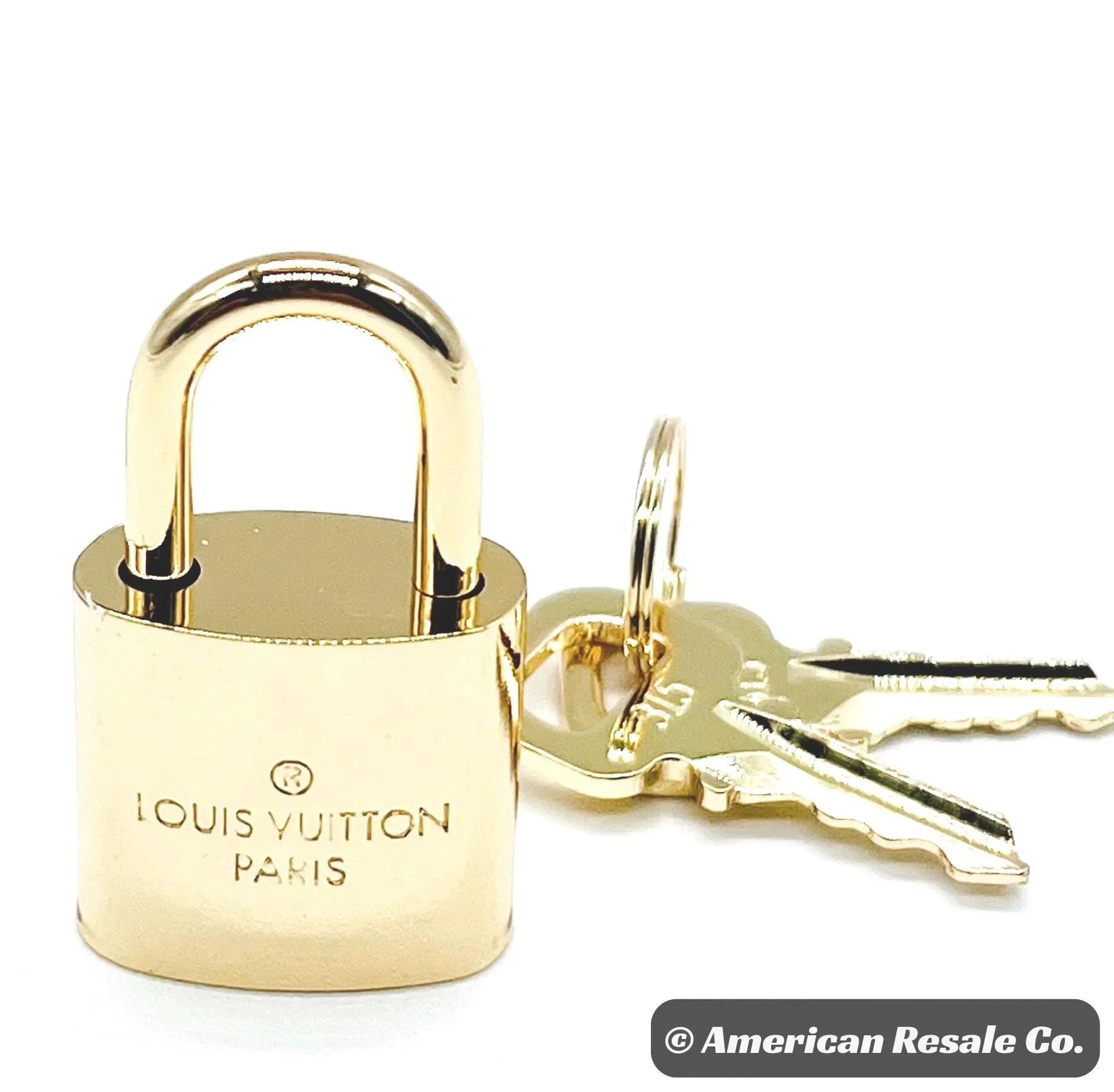Louis Vuitton #315 Vintage Rare Gold Palladium Plated PadLock Lock & 2 Keys LV-Authenticated
