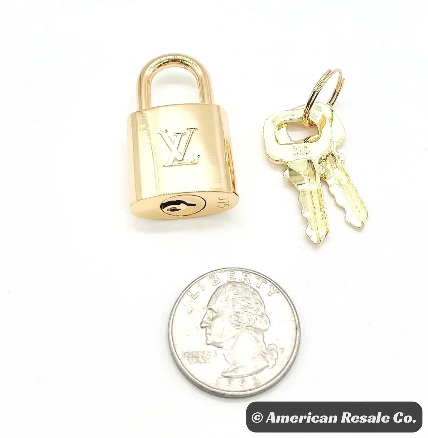 Louis Vuitton #315 Vintage Rare Gold Palladium Plated PadLock Lock & 2 Keys LV-Authenticated