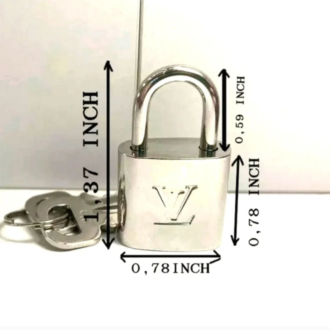 Louis Vuitton #315 Vintage Rare Gold Palladium Plated PadLock Lock & 2 Keys LV-Authenticated